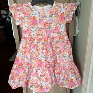 Cheeky Plum Pink Floral Ruffle Sleeve Dress, girls